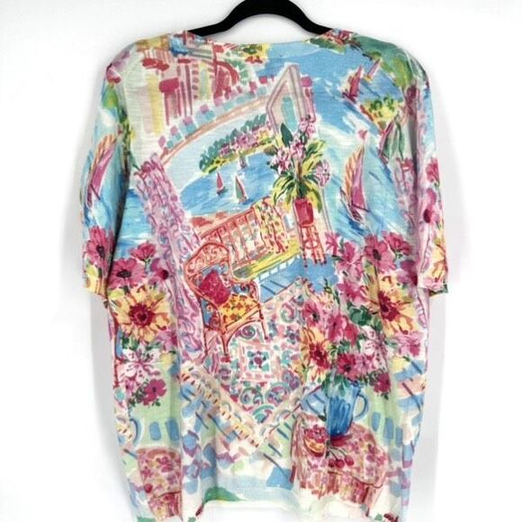 Talbots Colorful Coastal City Lightweight Pullover SS Sweater Top Size 2X Boatin - Picture 3 of 8